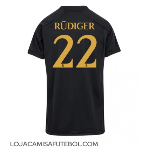 Camisa de Futebol Real Madrid Antonio Rudiger #22 Equipamento Alternativo Mulheres 2023-24 Manga Curta